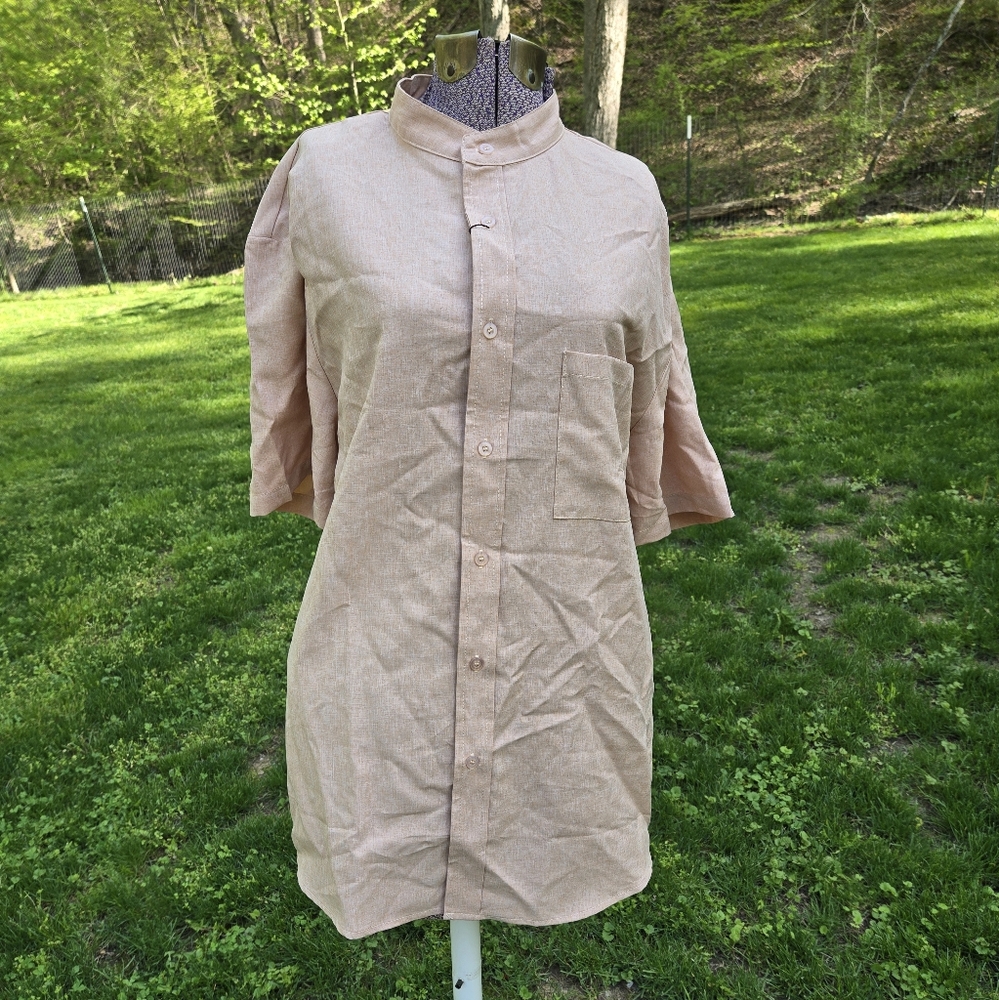 NWT Garamode Mens Tan/ Cream Colored Button Down Shirt Size XL